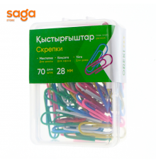 Скрепки 28мм ON-1543 канцелярские разноцветные в пластиковой коробке 1/240
