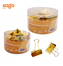 Зажимы 41мм ON-4223-G 1/48 для бумаг золото блоке-24шт.