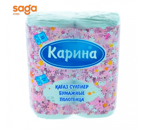 Бумажные полотенца Карина, 2 слоя, 2 рулона.