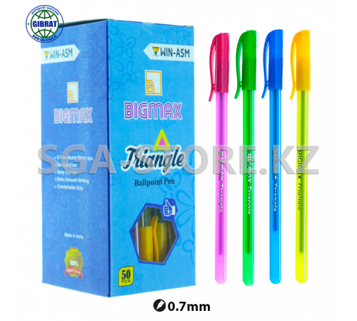 Ручка шариковая «BIGMAX Triangle», в коробке-50-шт, 0,7мм.
