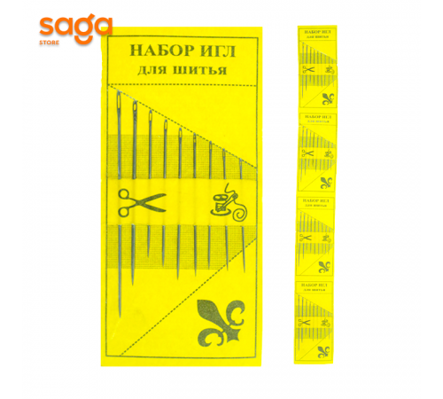 Набор игл для шитья, в листе-4 пачек, в пачке-9шт.