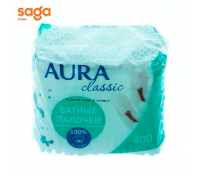 Ватные палочки AURA в пакете 400шт.