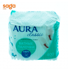 Ватные палочки AURA в пакете 400шт.