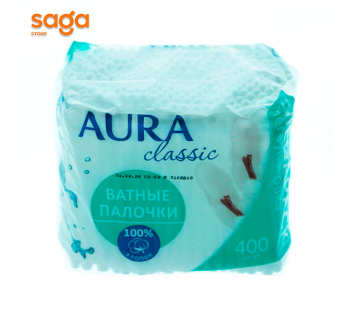 Ватные палочки AURA в пакете 400шт.