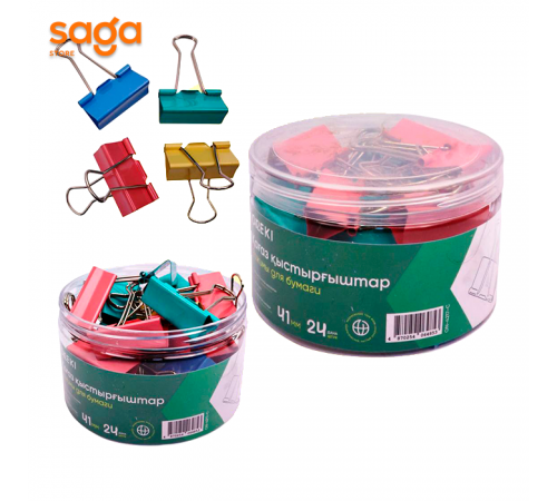 Зажимы 41мм ON-4217-C 1/48 для бумаг разноцветные блоке-24шт.