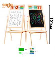 Доска мольберт магнитно-меловая, деревянная, 92802.