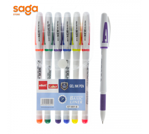 Ручка гелевая в наборе-6шт Ellott, 0,5мм, ET-801-6