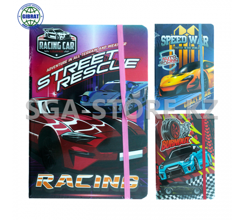 Блокнот на резинке "RACING CAR", А5, в клетку, 707-13