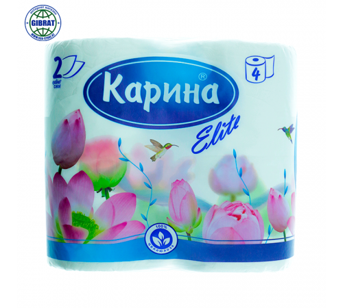 Туалетная бумага Карина, 2 слоя, в упаковке 4шт.