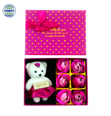 Цветок Роза из мыло с мишкой PVC-04