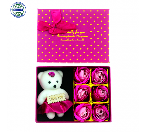 Цветок Роза из мыло с мишкой PVC-04