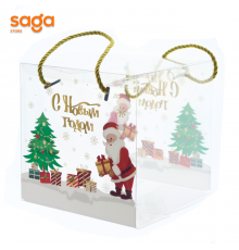 Пакет подарочный прозрачный  (новый год) 17*17*17см
