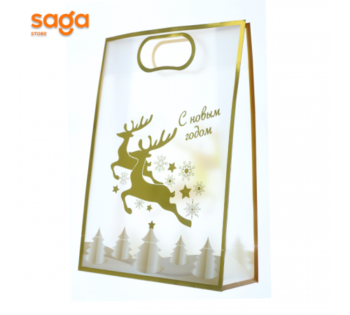 Пакет подарочный прозрачный  (новый год) 24*35*10см