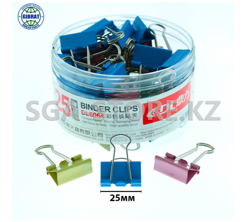 Зажимы для бумаг разноцветные, 25мм, DL 6064, в блоке-48шт.