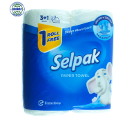 Бумажное полотенца Selpak, 3 слоя, в наборе-4 рулона.