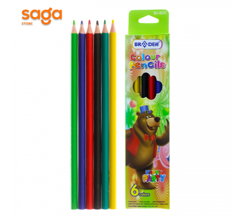 Цветные карандаши "Braden" 6 цветов,  8017-6