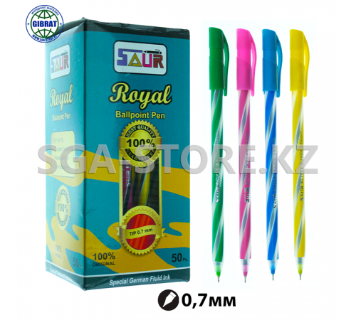 Ручка шариковая "Saur Royal", 0.7мм, синий, в коробке-50шт.