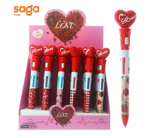 Ручка шариковая 4в1 Сердечка 36/648 6302.