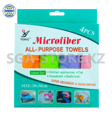 Тряпка из микрофибры, в наборе-4шт, 30х30см.