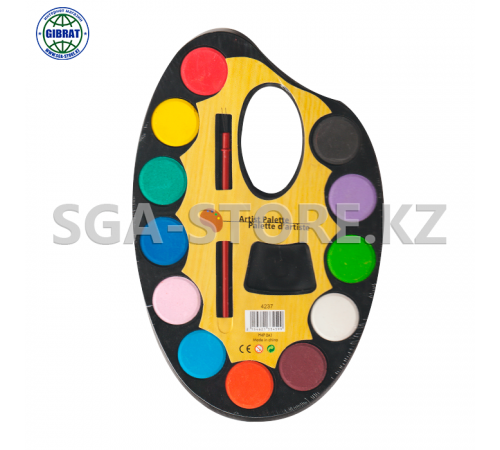 Акварель "Палитра", 12 цветов, с кисточкой.