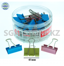 Зажимы для бумаг разноцветные, 41мм, DL 6062, в блоке-24шт.