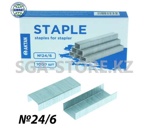 Скобы "Актан" №24/6, в коробке-10 пачек, в пачке-1000шт.