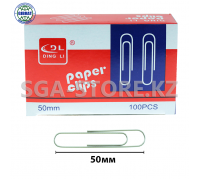 Скрепки канцелярские, 50мм "DL", в блоке-10 коробок, в коробке-100шт.