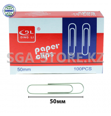 Скрепки канцелярские, 50мм "DL", в блоке-10 коробок, в коробке-100шт.