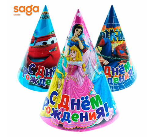 Колпачки "С днём рождения", в упаковке-10шт.