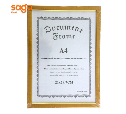 Рамка "стекло" настенная золото, формат-А4, 0375