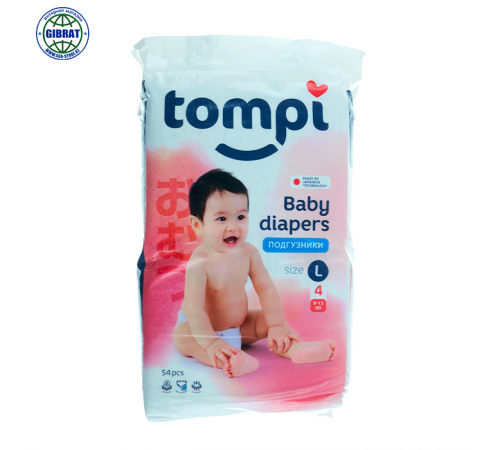Подгузники Tompi, размер-4, в упаковке-54шт.