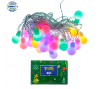 Гирлянда на елку, 40 лампочек, разноцветное свечение, длина-5 метров. F26