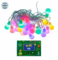 Гирлянда на елку, 40 лампочек, разноцветное свечение, длина-5 метров. F26