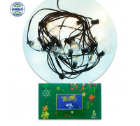 Гирлянда на елку, 40 лампочек, теплый свет, длина-10 метров. F99.