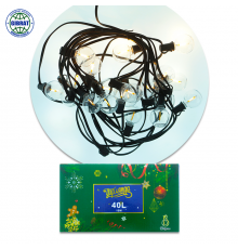 Гирлянда на елку, 40 лампочек, теплый свет, длина-10 метров. F99.