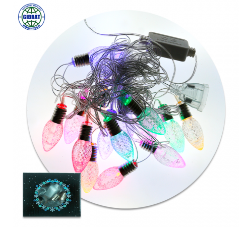 Гирлянда на елку, разноцветное свечение, 15 лампочек, Х-2.