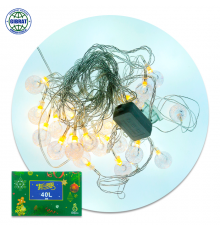 Гирлянда на елку, теплый свет, длина-5 метров, 40 лампочек, F19.