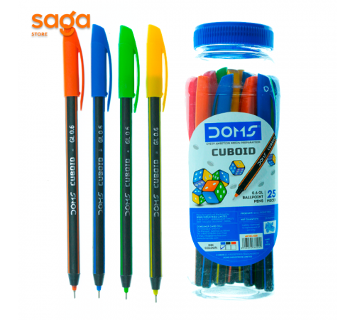 Ручка шариковая "Doms-Cuboid", 0.6мм, синий, в пачке-25шт.