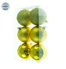 Набор ёлочных шаров-6шт, диаметр-8см, ИНГ 6019-5