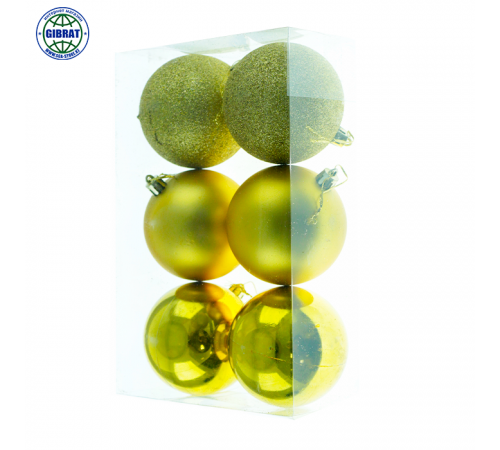 Набор ёлочных шаров-6шт, диаметр-8см, ИНГ 6019-5