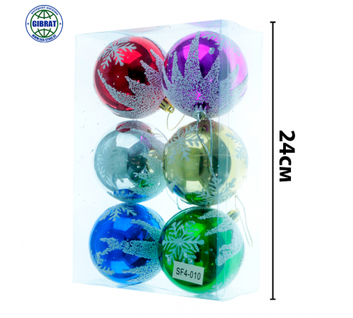 Набор ёлочных шаров-6шт, диаметр-8см, ИНГ SF4-010