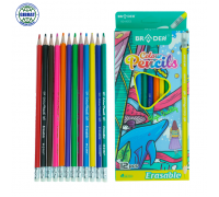 Цветные карандаши "Braden" со стёркой, 12 цветов,  8053