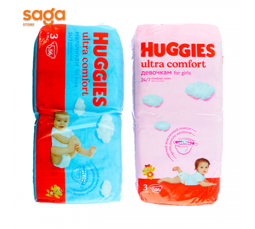 Подгузники HUGGIES, размер-3, в упаковке-56шт.