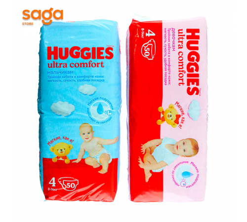 Подгузники HUGGIES, размер-4, в упаковке-50шт.