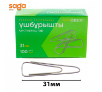 Скрепки канцелярские, 31мм, упаковке-100шт.