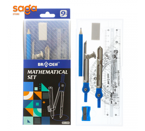 Циркуль-Готовальня "BRADEN", 9 предметов, BD-2309.