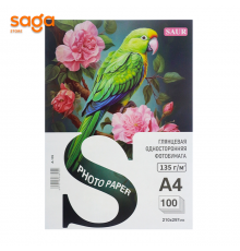 Глянцевая односторонняя фотобумага SAUR, А4/210*297мм, 135гр, в пачке-100л.