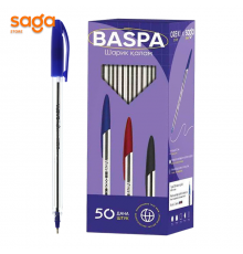 Ручка шариковая SAGA Baspa, синий, в упаковке-50шт, 58732.