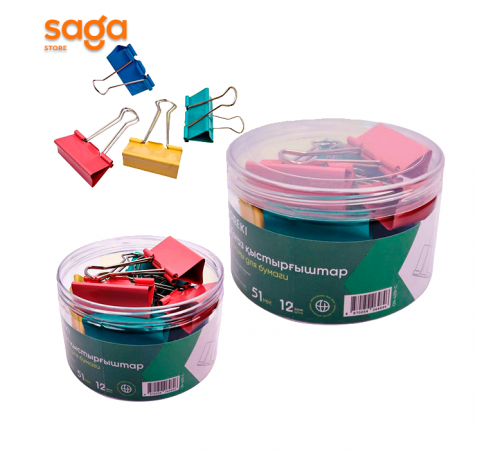 Зажимы 51мм ON-4218-C 1/48 для бумаг разноцветные в блоке-12шт.