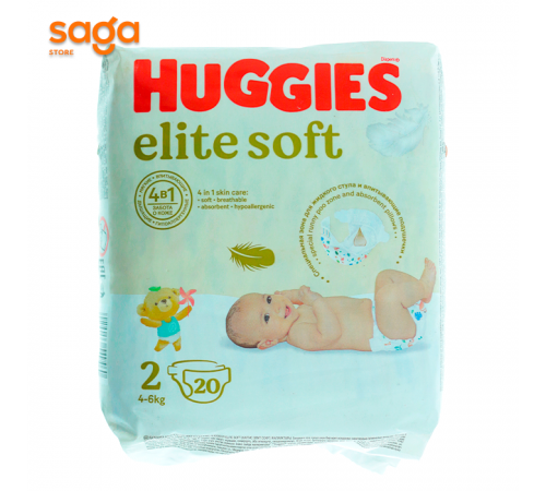 Подгузники HUGGIES, размер-2, в упаковке-20шт.